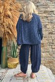 Kiti Paisley Damask Artist Smock Navy